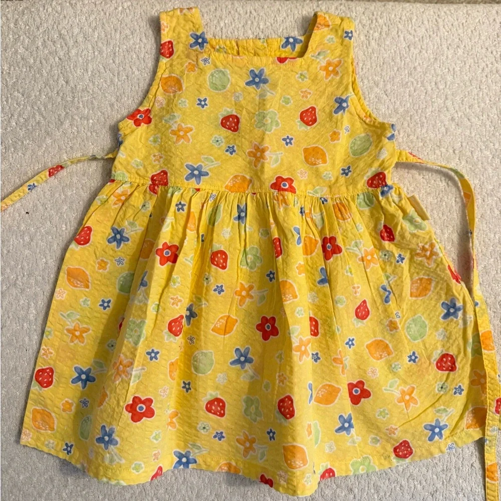 Vintage 90s Oshkosh Baby B’gosh Cotton Dress 24‎ MOS – Yellow Fruit Floral Print